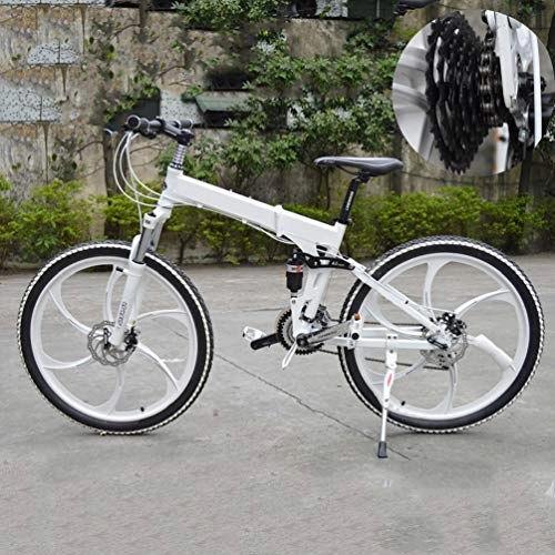 Falträder : NXX 20 Zoll Faltbar Mountain Bike MTB Fahrrad Scheibenbremse Mountainbike für Männer Frauen Jungen Mädchen, 7 Geschwindigkeiten Shimano Antrieb, Weiß