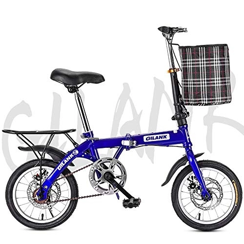 Falträder : OFAY Klappfahrrad 20 Zoll Klapprad Faltrad Klappfahrräder Mini Compact City Fahrrad Unisex Outdoor Bike Es Gibt Regale Und Körbe, Blau, 16 inches