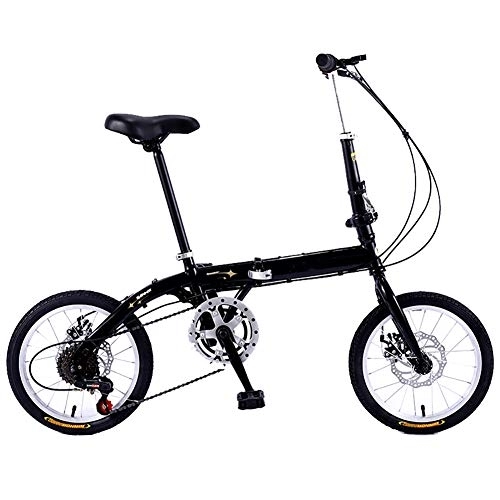 Falträder : PLLXY 16in Kohlefaser Fahrrad, Mini Kompakte City Bicycle Zu City Riding Pendeln Schwarz 16in