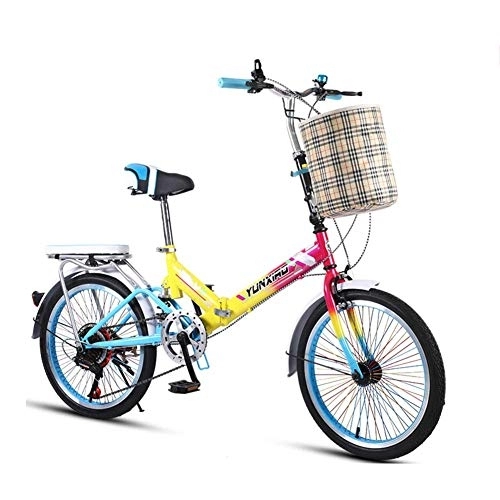 Falträder : PLLXY Tragbar Citybike Mit Aufbewahrungskorb, Übertragung Mini Fahrrad Unisex, 20in Räder Städtische Umwelt B 16in