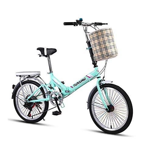 Falträder : PLLXY Tragbar Citybike Mit Aufbewahrungskorb, Übertragung Mini Fahrrad Unisex, 20in Räder Städtische Umwelt C 20in