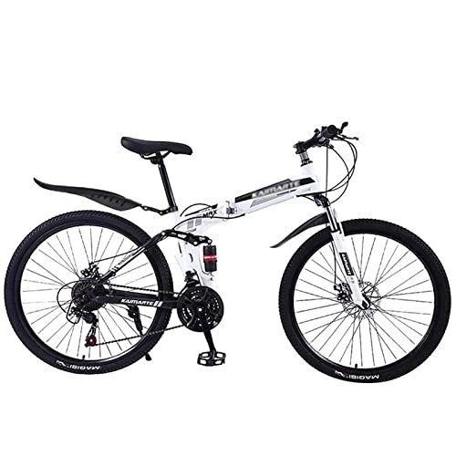 Falträder : QCLU 24-Zoll- faltendes Mountainbike, leichte Mini-Faltrad-Fahrrad-Erwachsener-Studenten- Fahrrad kleines tragbares Fahrrad (Color : White)