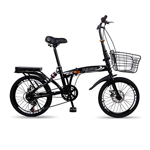Falträder : QWASZ 20-Zoll Klapprad, Doppelscheiben Bremsrad mit Variabler Geschwindigkeit 6 Gang Leichtklapprad aus Kohlenstoffstahl mit Bremskorb - 4 Farben