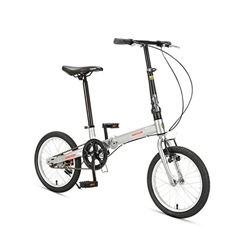Falträder : QWASZ Faltbarer Single Speed ​​Tragbares Komfortfahrrad Leichtes Stoßdämpfendes Rutschfestes Fahrrad, 16 Zoll