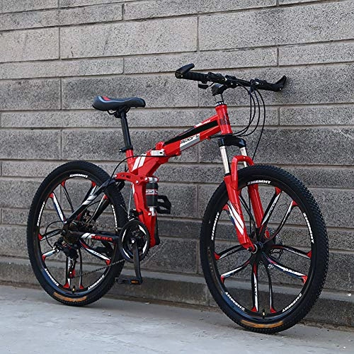 Falträder : Rong-- Klapprder 26 Zoll Der Klapprahmen des Kohlenstoffstahlrahmens Ist Lebenslang Praktisch Faltfahrrad-Herren-Damen - Folding City Bike Alu-Rahmen Abdeckung Vorderlampe Hinterlampe, 24 Speed