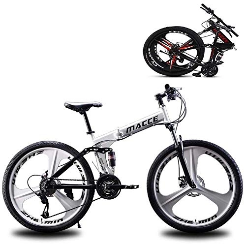 Falträder : RZiioo Faltbares Mountainbike MTB Fahrrad 24 / 26 Zoll 21 / 24 / 27 Speed ​​Steel Frame Doppelscheibenbremse Faltrad, Weiß, 26 Inches 27 Speed