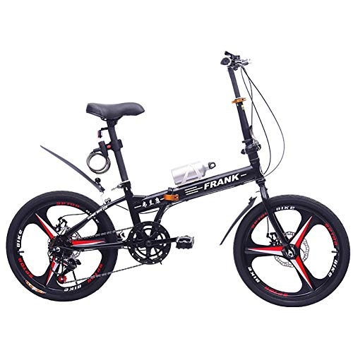 Falträder : SANLDEN Unisex Faltrad 20 Zoll 3-Speichen-Räder Stahlrahmen mit hohem Kohlenstoffgehalt 7 Geschwindigkeit mit Scheibenbremsen Student Kind Pendlerstadt Fahrrad, Black