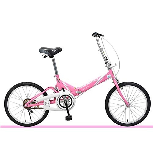 Falträder : SYCHONG Faltbare Fahrrad Für Erwachsene, Frauen Ultra Light Tragbarer 20-Zoll-Mini-Studenten Kleines Fahrrad, Rosa