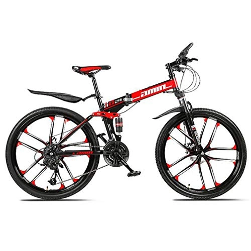 Falträder : Tbagem-Yjr Dämpfung Mountainbike, Sport Und Freizeit Klapp Einstellplatz Freestyle Bivycle 26 Zoll - Rot (Size : 24 Speed)