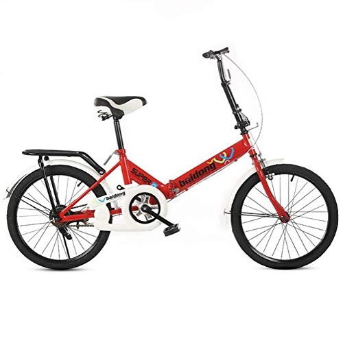 Falträder : Tbagem-Yjr Faltauto Mountainbike, 20 Zoll Rennrad Studenten Scheibenbremse Singlespeed-Fahrrad (Color : Red)
