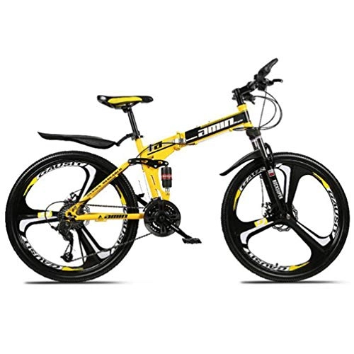 Falträder : Tbagem-Yjr Folding Mit Variabler Geschwindigkeit 26 Zoll Mountainbike, Mit Hohem Kohlenstoffstahlrahmen Einstellplatz Fahrrad (Color : Yellow, Size : 27 Speed)