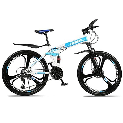 Falträder : Tbagem-Yjr High-Carbon Stahl Falten Mountainbike, 26-Zoll-Rad Freestyle Fahrrad Fahrrad (Color : Blue, Size : 21 Speed)