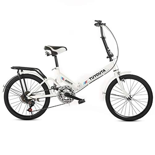 Falträder : Tbagem-Yjr Klappbare Geschwindigkeit Mountainbike, 20 Zoll Rennrad 6 Geschwindigkeit Kinder (Color : White)