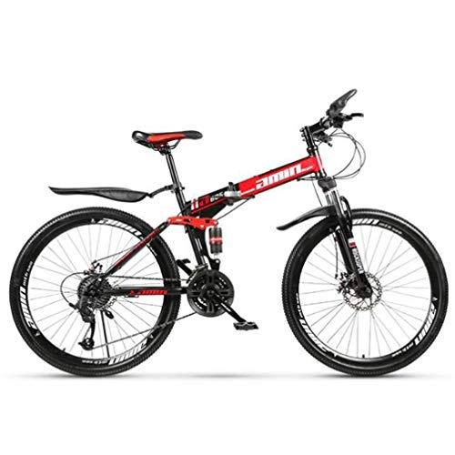 Falträder : Tbagem-Yjr Rotes Klappfahrrad, Doppelscheibenbremse Dämpfung 26 Zoll Mountainbike for Erwachsene (Size : 30 Speed)