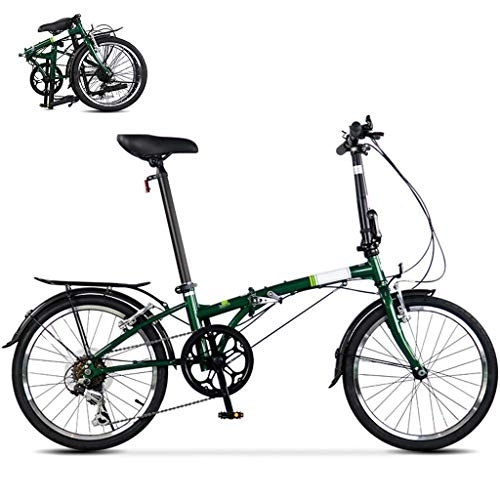 Falträder : TYXTYX 20 Zoll Klapprad, Falt-Fahrrad 6-Gang Kettenschaltung mit Gepäckträger, leichtes Mini-Faltrad, kleines tragbares City-Falt-Mini-Kompaktfahrrad, Grün