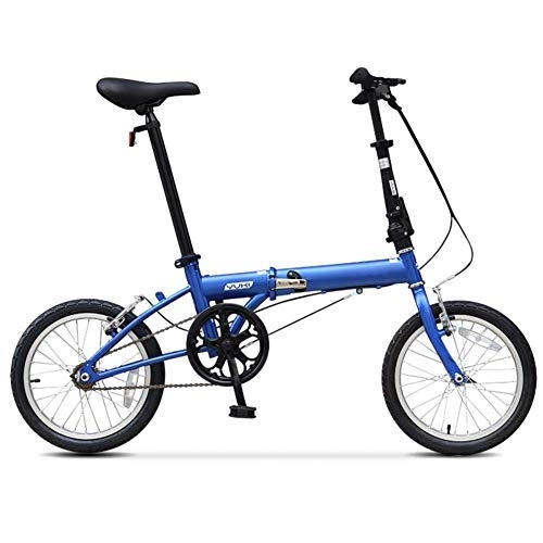 Falträder : TZYY Leicht Mini Faltbares Fahrrad, Single Speed Fahrrad Für Männer Frauen, Kompakte Tragbar Erwachsene Klapprad Blau 16in
