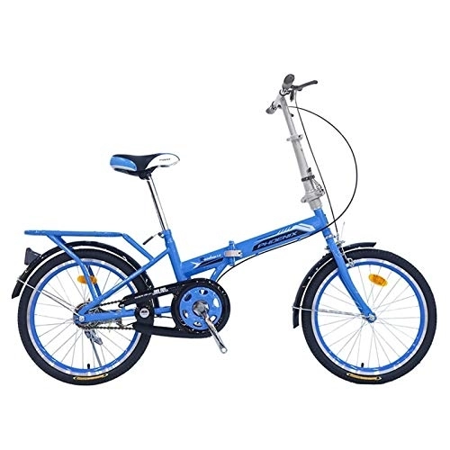 Falträder : Ultraleichtes 20-Zoll-Faltrad, Single-Speed-Kleinradtyp Offroad-Erwachsenen-tragbares Fahrrad für Erwachsene Männer und Frauen (Color : Blue, Size : 20in)