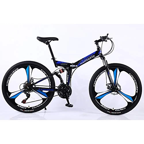 Falträder : VANYA Faltrad 24 / 26" Doppelscheibenbremse 27 Geschwindigkeit Off-Road Variable Speed ​​EIN Rad Erwachsene Mountain Fahrrad, Blau, 24inches