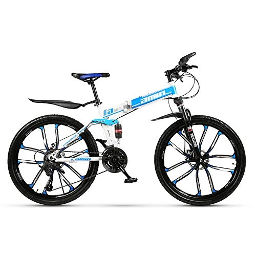 Falträder : VANYA Folding Mountain Bike 21 / 24 / 27 Geschwindigkeit Stoßdämpfung Fahrrad-Magnesium-Aluminiumlegierung Rahmen 24 / 26" Off-Road-Zyklus, Blue26, 21speed