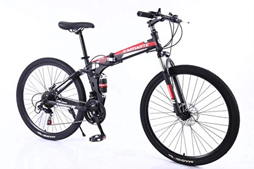 Falträder : VHJ Faltbares Mountainbike 24 / 26 Zoll Mountainbike   Carbon Steel   Bike 21 / 24 / 27 / 30 Geschwindigkeit   , 26 Zoll schwarz rot, 27 Geschwindigkeit