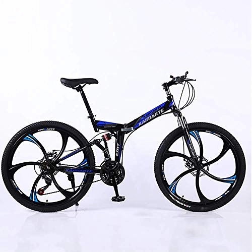 Falträder : WEHOLY Fahrrad Faltrad, Faltrad Unisex Mountainbike High-Carbon Stahlrahmen MTB Bike 26 Zoll Mountainbike 21Geschwindigkeiten mit Scheibenbremsen und Federgabel