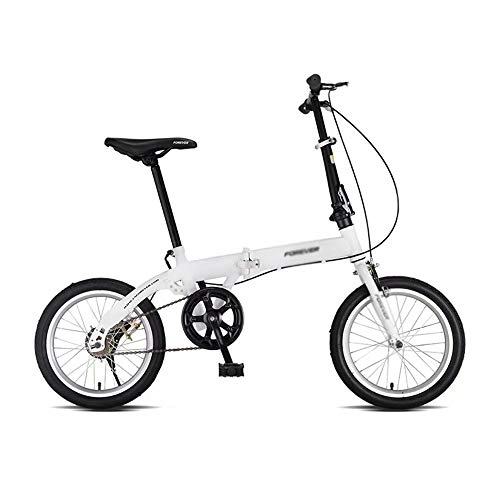 Falträder : WEIFAN CAI-16 Leichtmetall-Faltrad Fahrrad, Doppelscheibenbremsen - Single Speed (Wei)