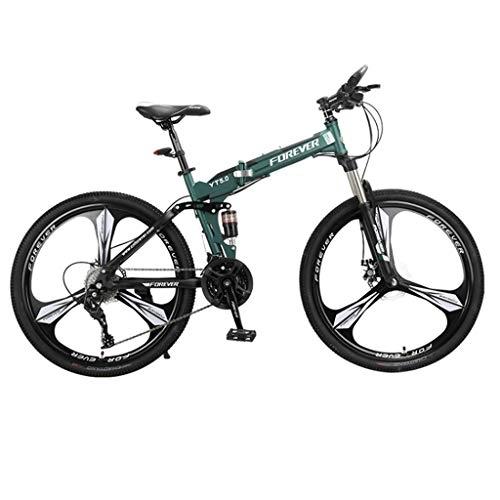 Falträder : Weiyue faltbares Fahrrad- Klapp Mountainbike Fahrrad Erwachsene EIN Rad 26 Zoll 24 Geschwindigkeit Männlichen Studenten Doppelscheibenbremsen Mountainbike (Color : Green)