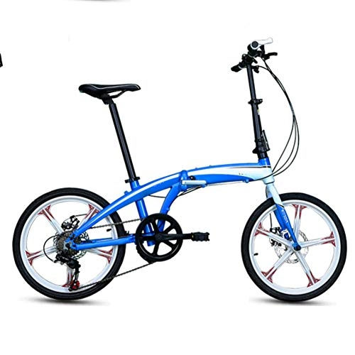Falträder : WHKJZ Unisex Rahmen Aluminiumlegierung Faltbares Fahrrad 20 Zoll 7 Freilauf Kettenschaltung Tragen und langlebig Reibungslose Anstrengung, Blue