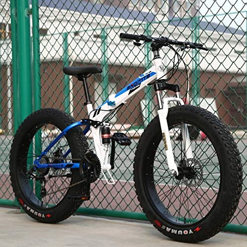 Falträder : WJH Variable Speed ​​Folding Mountainbike Studentensport Fahrradstoßdämpfung 20 Zoll 24 Zoll 26 Zoll Geeignet für Menschen mit Einer Höhe von 135-190Cm, Blau, 7 Speed 26 inch