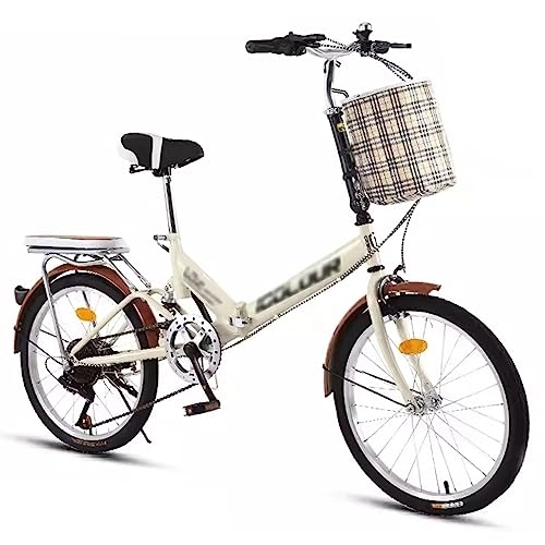 Falträder : WOTRONCBEC Klapprad Erwachsene für 130-175 cm mit 7 Gangschaltung faltbares Fahrrad für Damen und Herren 20 Zoll Fahrräder für Stadt und Camping, Beige