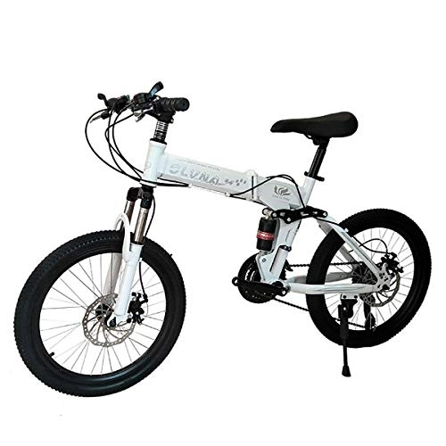 Falträder : WYD 20 Zoll Mountainbike Faltrad 21 / 24 / 27 Dual Scheibenbremse und Stodmpfer Vorderradgabel Speed Gear, Jungen Mdchen, white2