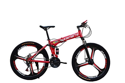 Falträder : WYYSYNXB 3 Messerrad Klappräder Variable Geschwindigkeit Dämpfung Fahrräder Doppelscheibenbremse Mountainbikes 5 Farben Erhältlich, Red, 26inches21speed