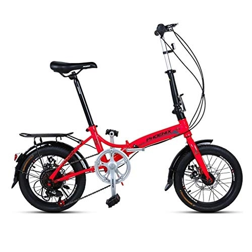 Falträder : XBSXP Klapprad 16-Zoll-Modelle für Männer und Frauen Leichte Klappfahrräder Fahrrad für Erwachsene Mini-Speed-Auto Doppelscheibenbremse Klapprad (Farbe: GELB, Größe: 150 * 30 * 96CM)