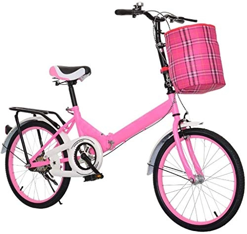 Falträder : XIN Folding Fahrrad Mountainbike Student Im Freien Sport Radfahren ultraleichte tragbare Faltrad for Männer Frauen Leichtklapp beiläufiges Damping Fahrrad (Color : Pink)