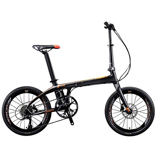 Falträder : XM&LZ 9 Geschwindigkeit Ultra-licht Klappräder, Dual-scheiben-bremsen Kohlefaser Faltfahrrad, 20 Zoll Kompakte Single Bike Für Studenten Erwachsene B