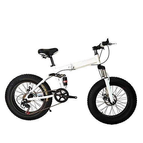 Falträder : XWDQ 20 Zoll Mountainbike Motorschlitten 4.0 Super Breitreifen Dämpfung Erwachsene Fahrrad Männer Und Frauen Strand Rennrad, White, 27speed