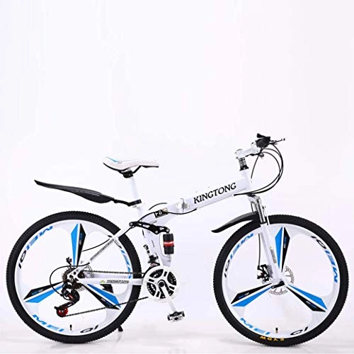 Falträder : XWLCR Mountainbike Falträder, 27-Gang-Doppelscheibenbremse Fully Anti-Rutsch, leichte Alurahmen, Federgabel, mehr Farben-24 Zoll / 26 Zoll, White2, 24 inch