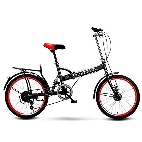 Falträder : YANGMAN-L 20" Folding City Bike, Geschwindigkeit Fahrrad-Gang Stahlrahmen Kotflügel Gepäckträger vorne Hinterrad Reflektoren, Schwarz