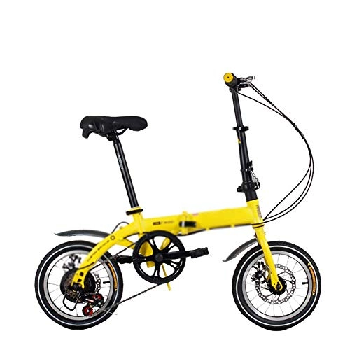 Falträder : YANGMAN-L Faltbare Fahrrad, 27, 5 lb Leichter High Carbon Stahlrahmen 6-Gang Faltrad 16 Zoll, Gelb
