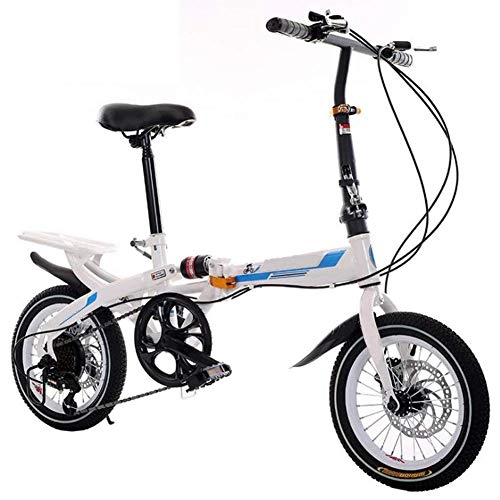 Falträder : YANGMAN-L Faltrad, 16-Zoll-7 Speed ​​City Folding Mini Compact-Fahrrad Urban Commuter, Blau