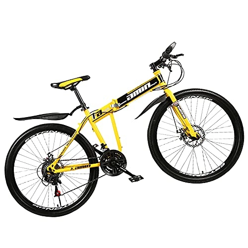 Falträder : YSJJLRV Mountainbike Gelbe Fahrräder Hochkohlenstoffstahlrahmen, Verschleißfestes Dual-Rad Mit Anti-Slip Für Männer Oder Frauen Ergonomisch Leichter Sport(Size:27 Speed)