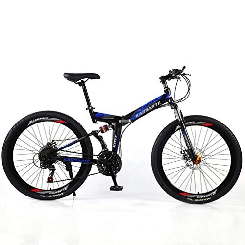 Falträder : YUKM Speichen-Rad 3-Speed ​​Conversion Mountainbike, Faltbare bewegliches Off-Road-Fahrrad, fünf Farben, Geeignet für Männer und Frauen, Blau, 26 inch 24 Speed