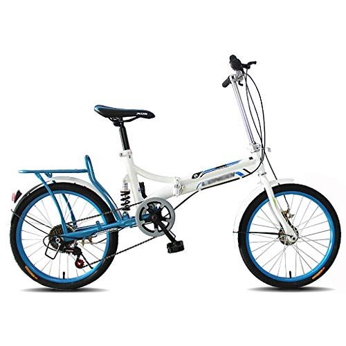 Falträder : YYSD Klapprad für Erwachsene, 20 Zoll High Carbon Steel Tragbares Fahrrad mit Variabler Geschwindigkeit, 6-Gang Fahrraddämpfung Doppelscheibenbremsen City Bicycle