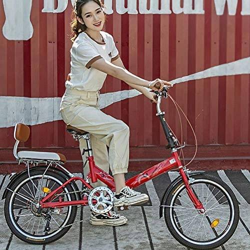 Falträder : ZEIYUQI 20 Zoll Faltrad Mens Rennräder geeignet für Arbeit, Außenreit, Rot, Variable Speed B