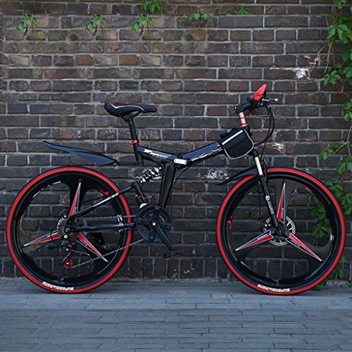 Falträder : Zhangxiaowei Mountain Bike Herren 24 / 26 Zoll 21 Geschwindigkeit Folding Schwarz-Zyklus mit Scheibenbremsen, 26 inch