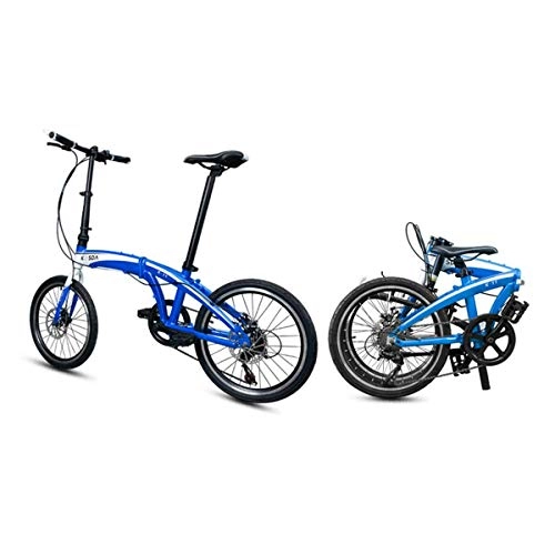 Falträder : ZTGLZXC 20-Zoll-Aluminiumlegierung Ultra Light Klapprad Portable Geschwindigkeit Rennrad Doppelscheibenbremsen Shock Bicycle Falzen, Blue