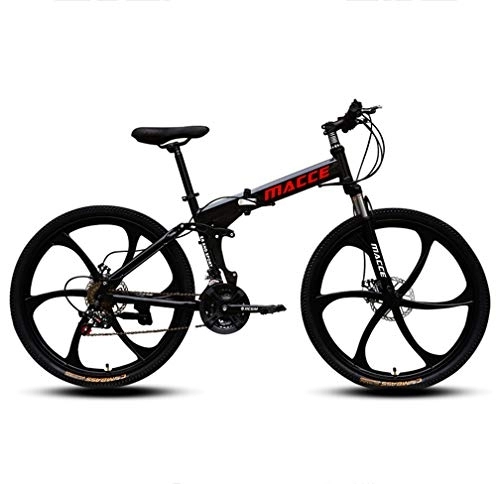 Falträder : ZXCY 27 Speed Mountainbike Faltbares Klappräder Mit Doppel Scheibenbremsen Und 26-Zoll-Weels-Rennrad Für Erwachsene Tragbare Fahrräder Aus Kohlenstoffhaltigem Stahl, Schwarz