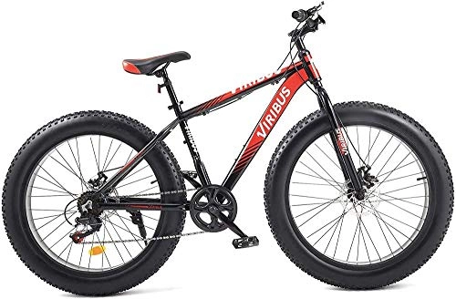 Mountainbike : 20 26 Zoll 7-Gang-Fahrrad Mountainbike, Fat Tyres Stahl oder Aluminiumrahmen Doppelscheibenbremsen Verstellbarer Sitz für Dirt Sand Snow Bike-rot_26