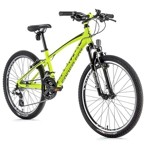 Mountainbike : 24 Zoll Alu Mountainbike Fahrrad Leader Fox Spider Boy 8 Gang MTB Neon Gelb