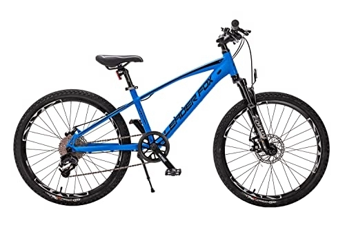 Mountainbike : 24 Zoll Alu Mountainbike Leader Fox Capitan Boy MTB 8 Gang Disc Blau matt